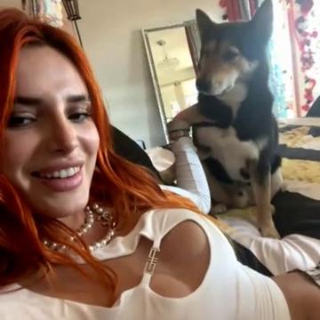 Bella Thorne Trying On White Outfit Braless